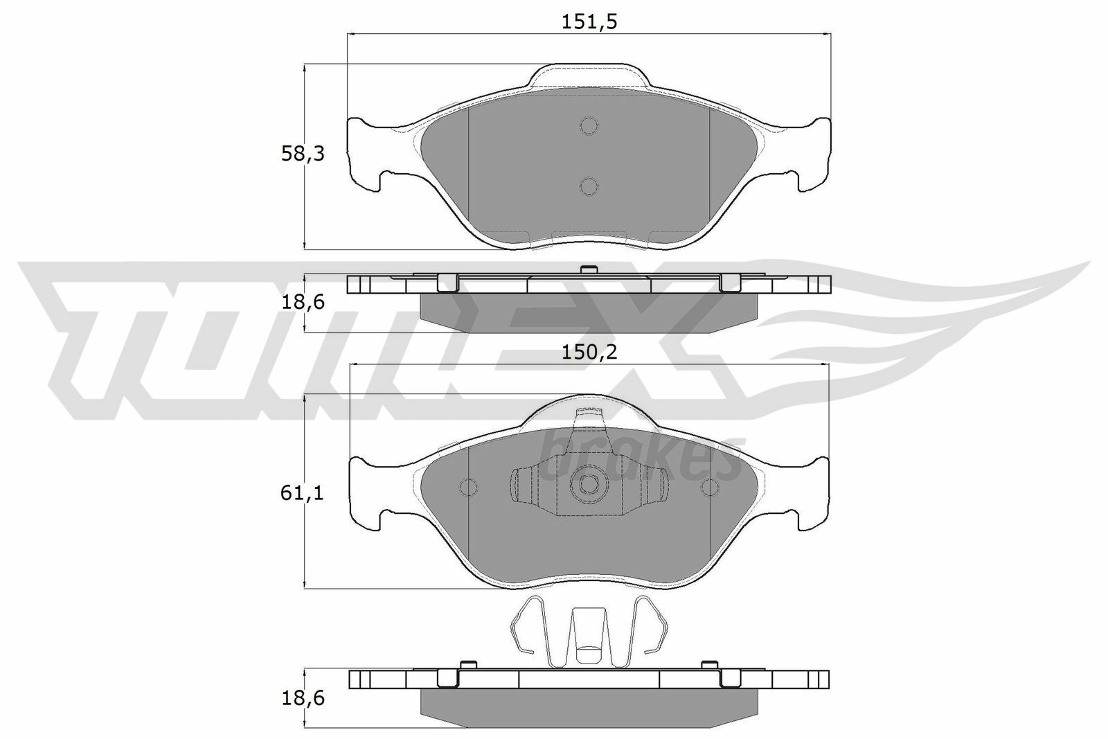 Sada brzdových destiček, kotoučová brzda TOMEX Brakes